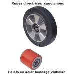 Zoom sur roues directrices et galets du transpalette manuel 2500 kg large 680 mm