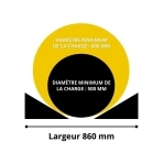 schéma diamètre de la charge pour transpalette porte bobines largeur 860 mm