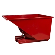 Vue de 3/4 de la benne autobasculante 1100 litres rouge position droite