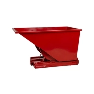Vue de 3/4 de la benne autobasculante rouge 300 litres position droite