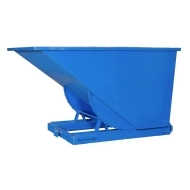 Vue de 3/4 de la benne auto basculante bleue 1500 litres