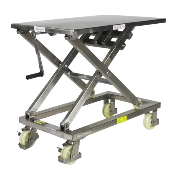 Table Elévatrice à Manivelle INOX 300 kg Plateau 950x600 mm