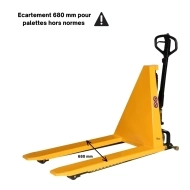 Transpalette Electrique Haute Levée Large 680 mm Monocylindre Capacité 1500 kg
