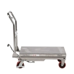 Profil plateau bas de la table élévatrice manuelle inox capacité 250 kg